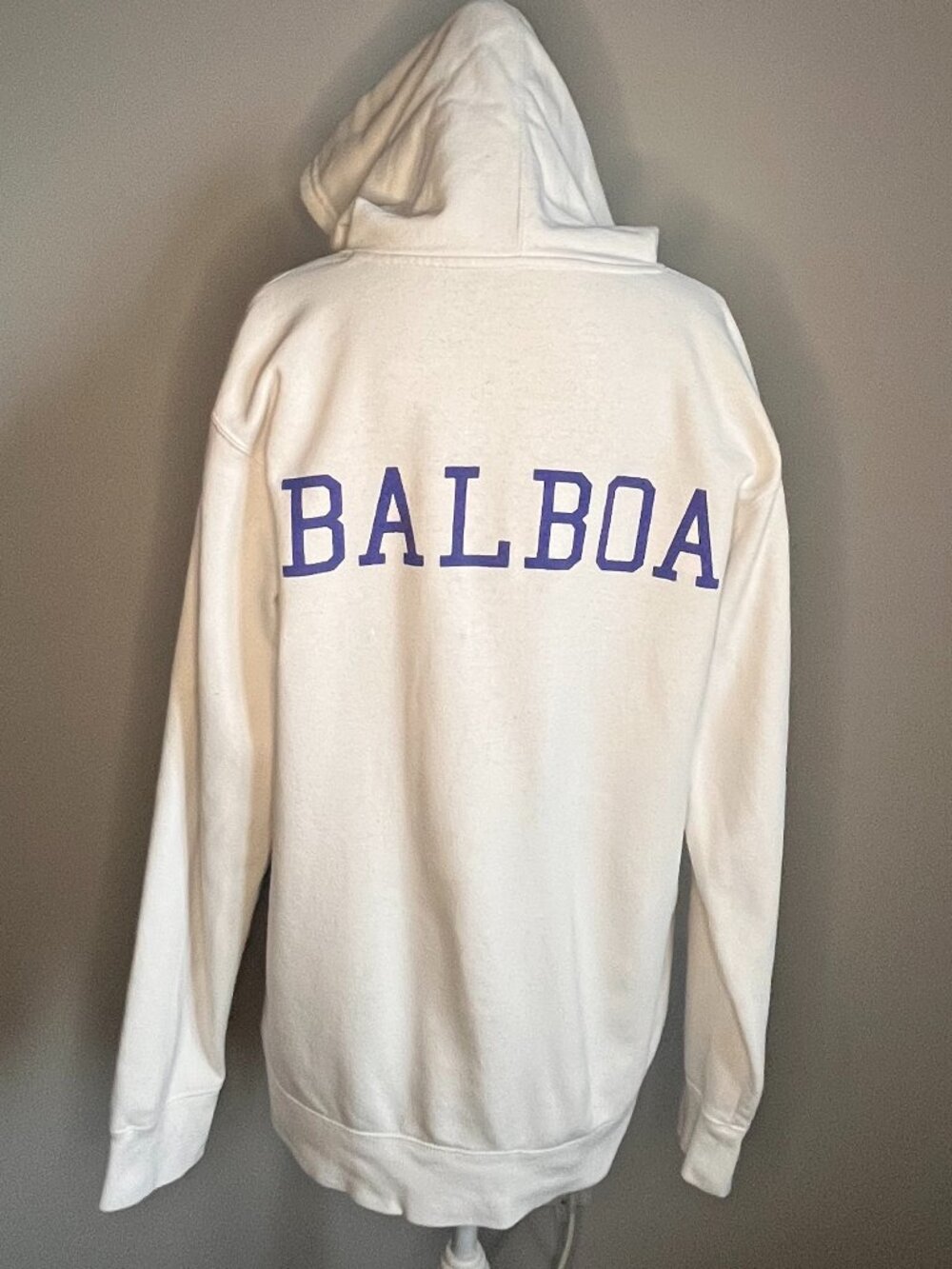 Official Sly Stallone Shop Rocky Balboa Hoodie Mens Medium White MGM Boxing Flee